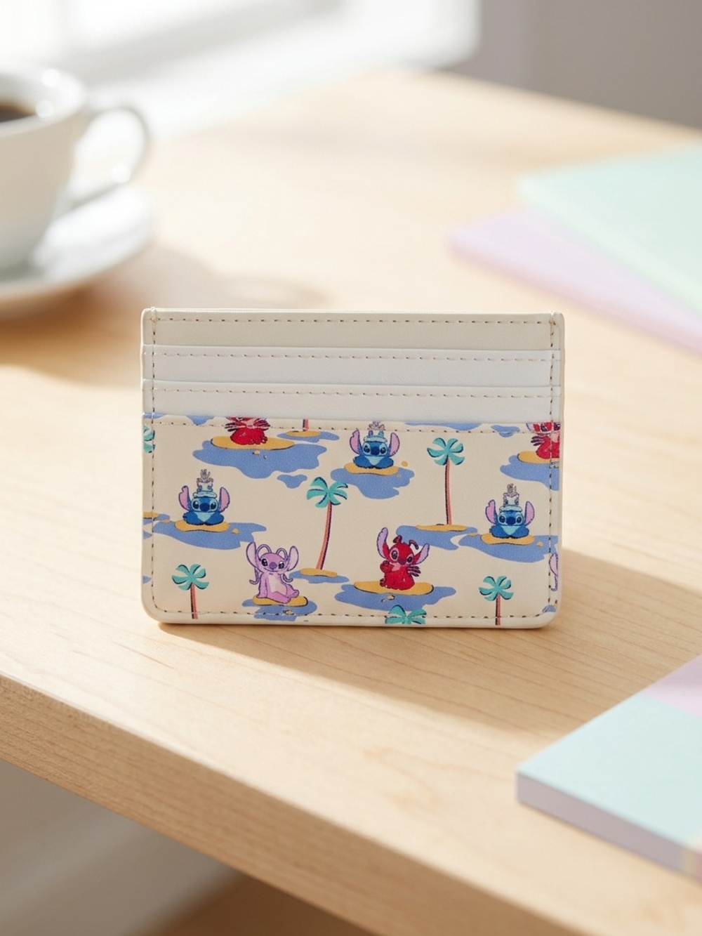 Disney Loungefly Stitch & Angel Card Holder - White Tropical Print - Picture 2 of 5